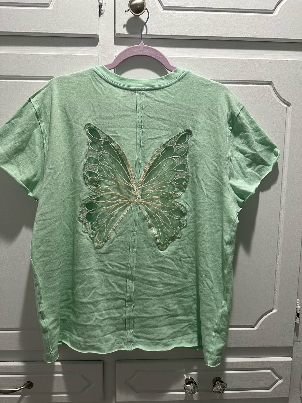 NWOT-Tricia Fix x Free People Butterfly Embroidered T-Shirt,
